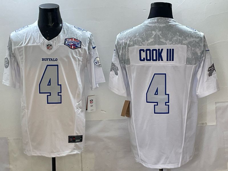 Men 2025 Buffalo Bills 4 Cook iii white 5th generation Throwback Nike Limited NFL Jersey style 06